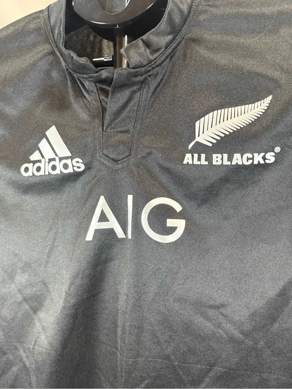 Adidas New Zealand All Blacks AIG Rugby Jersey Long Sleeve Black- Large